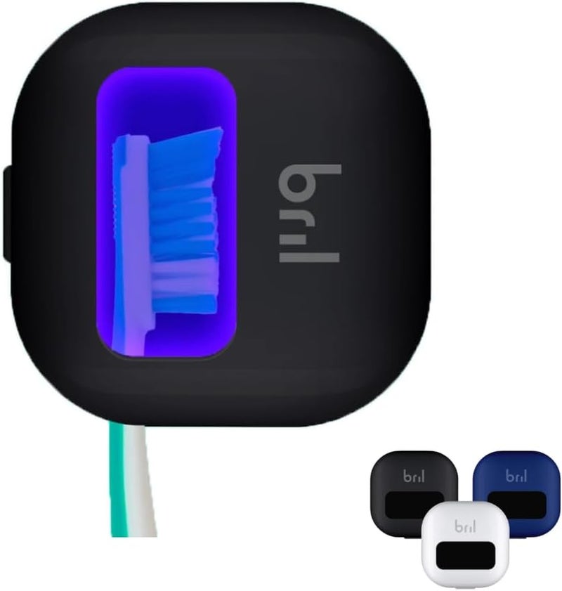 Bril UV-C Toothbrush Sanitizer and Holder, Portable Cleaner, Travel Cover, Magnetic Holder, and Rechargeable Case for Any Size Toothbrush, Black - Image 1